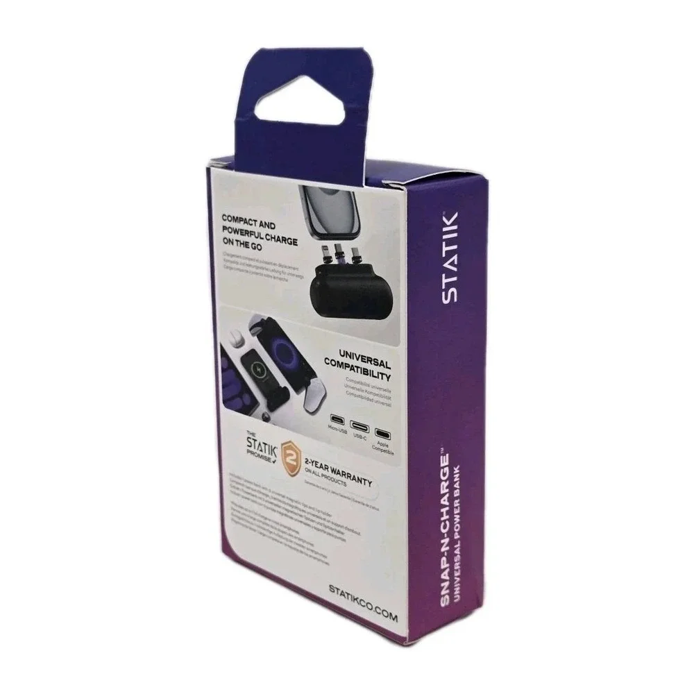 Statik Snap-N-Charge‎ Universal Power Bank 3200mAh Black 10W Magnetic Connectors
